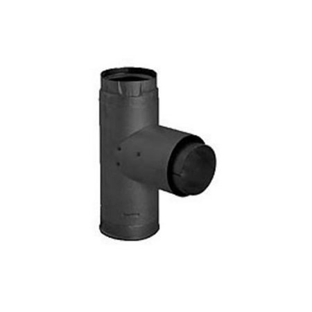 BLUEPRINTS 3 in. PelletVent Pro Adaptor Tee with Clean-Out Cap, Black BL1709376